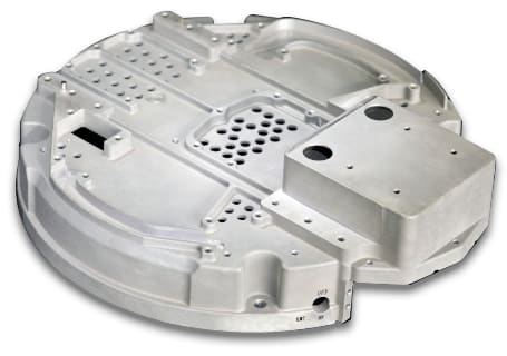 Details of an aluminum alloy casting that is commonly used in the aerospace industry.